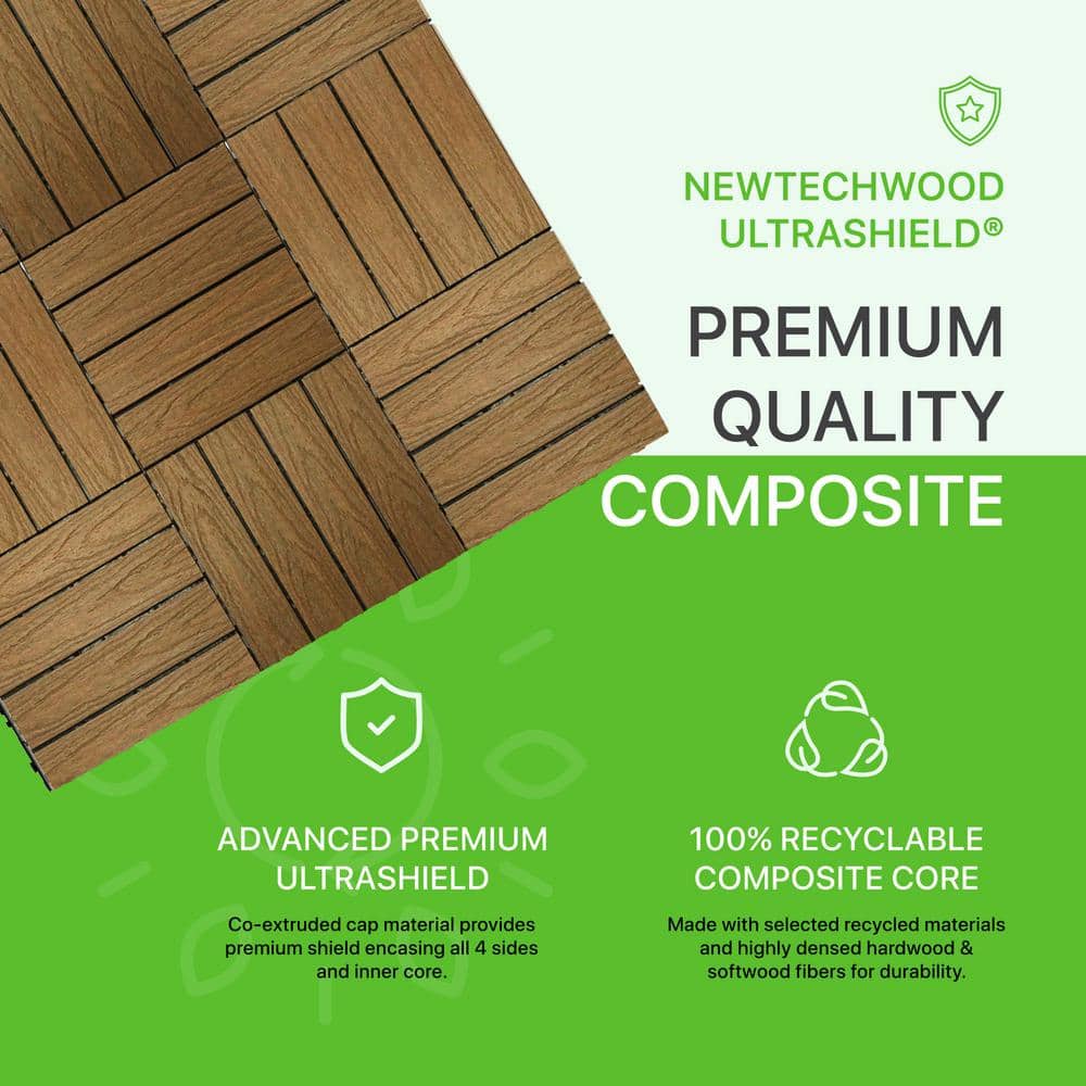 Peruvian Teak 12" x 12" Composite Interlocking Deck Tile