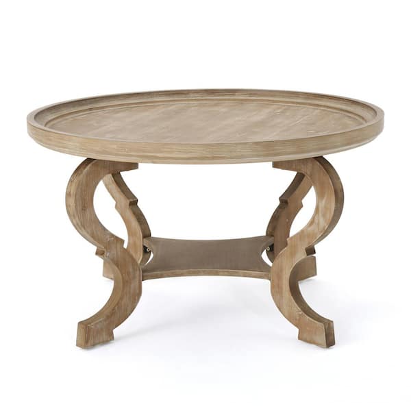 Noble House Althea 33 in. Natural Brown Wood Round Coffee Table
