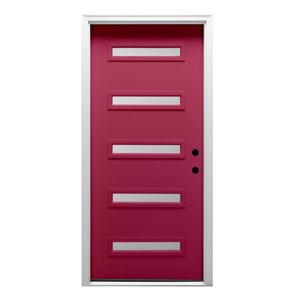 MMI Door 32 in. x 80 in. Davina Left-Hand Inswing 5-Lite Frosted Glass Painted Steel Prehung Front Door on 6-9/16 in. Frame