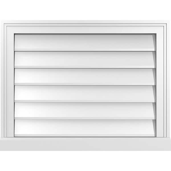 Ekena Millwork 26" x 20" Vertical Surface Mount PVC Gable Vent: Non-Functional with Brickmould Sill Frame