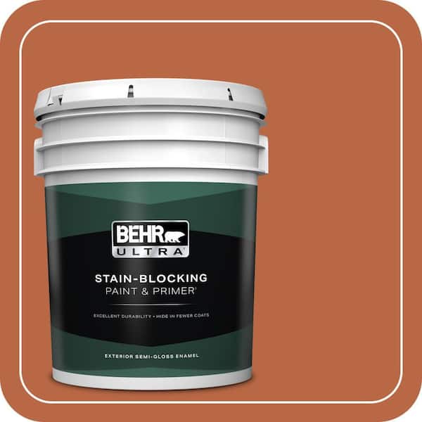 BEHR ULTRA 5 gal. Home Decorators Collection #HDC-FL15-01 Pumpkin Drizzle Semi-Gloss Enamel Exterior Paint & Primer