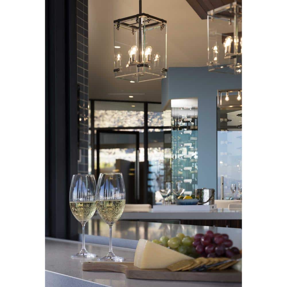 Glayse Brushed Nickel 4-Light Pendant with Beveled Glass Shade