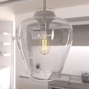 Vidria 1 Light Brushed Nickel Pendant with Glass Shade Kitchen Light