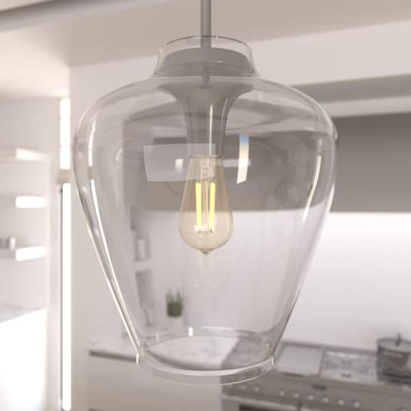 Hunter Vidria 1 Light Brushed Nickel Pendant with Glass Shade Kitchen Light