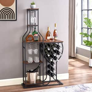 Flynama 4-storey Kitchen Storage Rack Vertical Microwave Oven Rack with Wheels for Kitchens Restaurants in Black