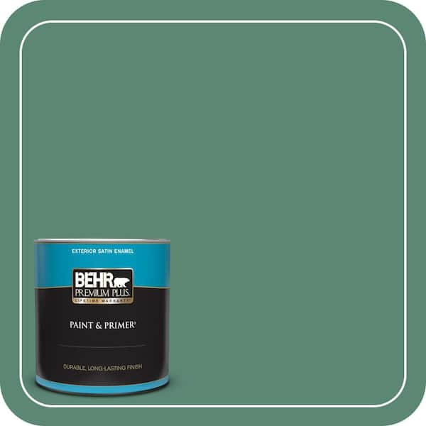 BEHR PREMIUM PLUS 1 qt. #MQ6-43 Dark Jade Satin Enamel Exterior Paint & Primer
