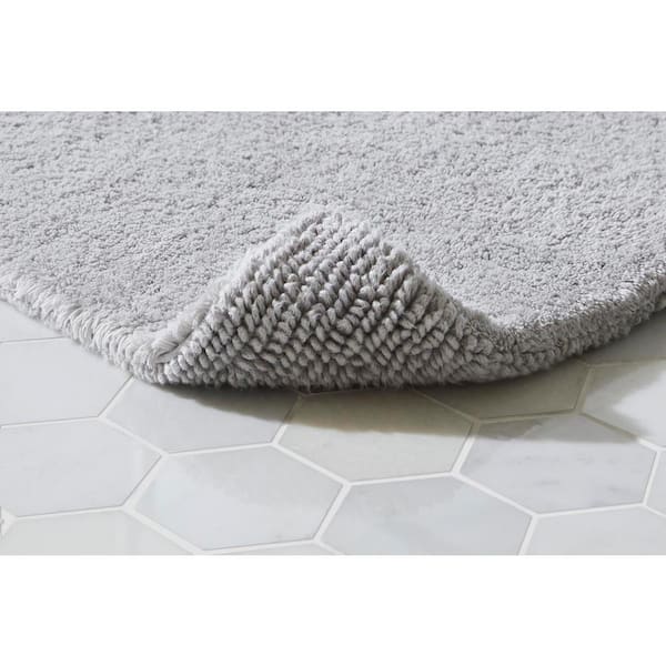 Cotton Reversible Bath Rug, White And Gray Rugs Bathroom