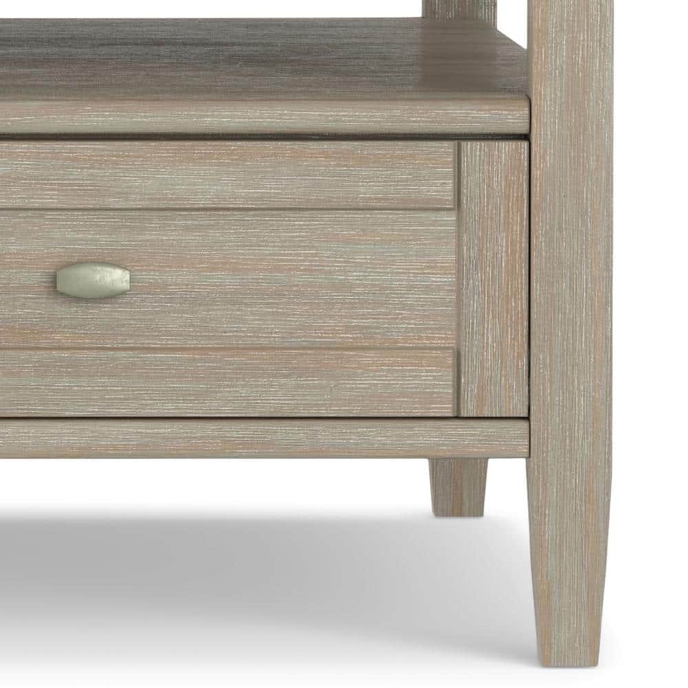 Shaker Style Distressed Grey Solid Wood Square Coffee Table with Storage