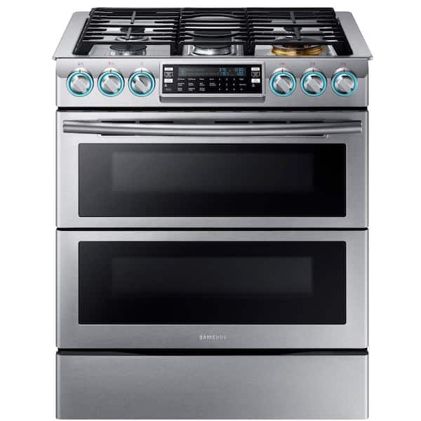 Samsung Flex Duo 5.8 cu. ft. Slide-In Double Oven Gas Range with Self-Cleaning Convection Oven in Stainless Steel
