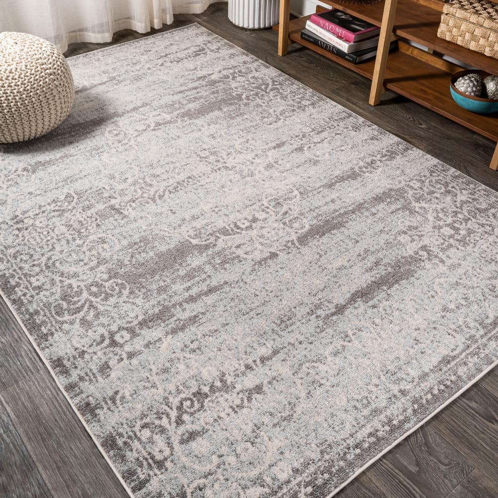 Mediterranean Filigree Medallion Light Gray/Cream Synthetic Area Rug