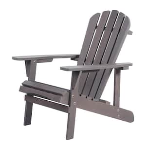 1-Set Solid Wood Adirondack Chair Outdoor Patio Furniture in Dark Gray