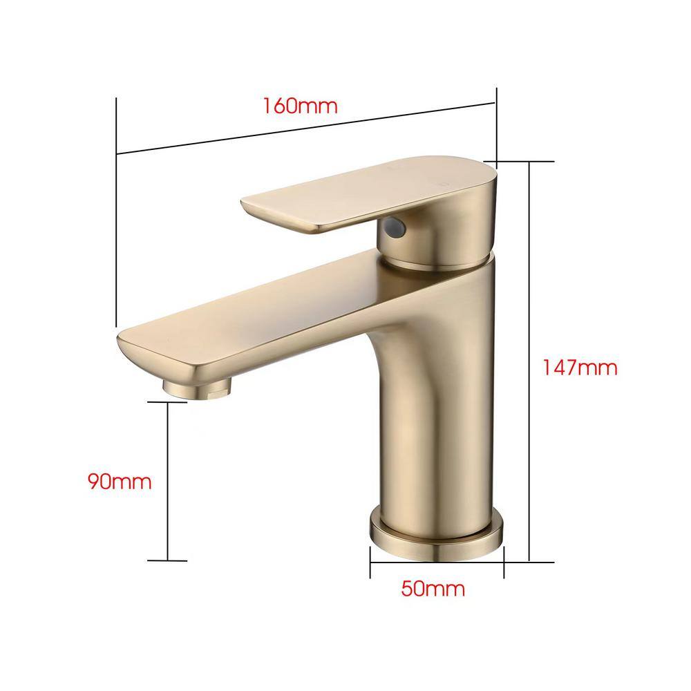 Brushed Gold Single Handle Mid Arc Bathroom Faucet