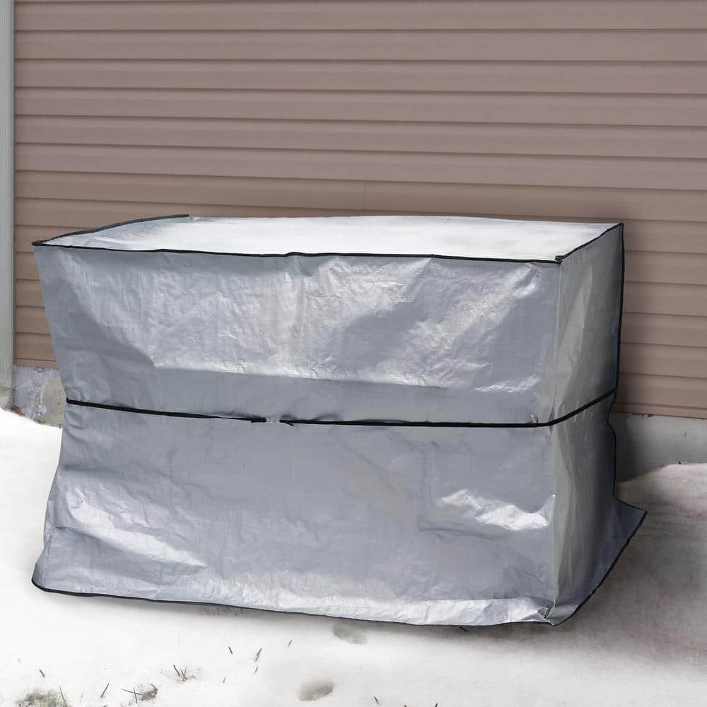 Heavy Duty Gray Polyethylene Rectangular Air Conditioner Cover