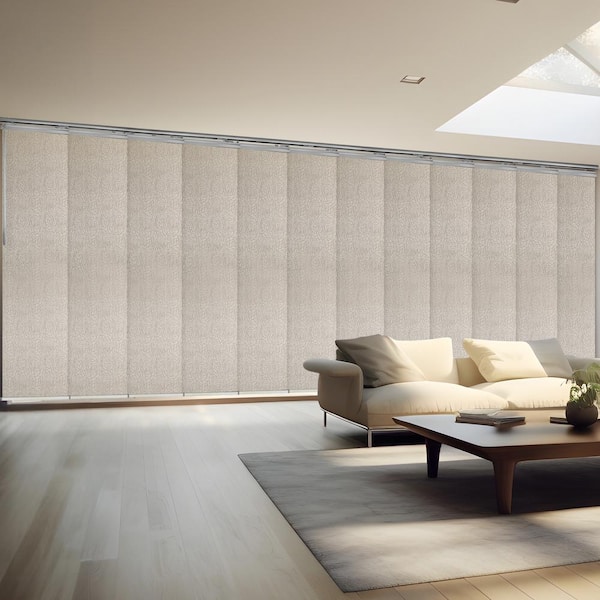 EMOH Azalea 140 in. x 260 in. W x 94 in. L Adjustable 12-Panel, Satin Nickel Double Rail Panel Track with 23.5 in. Slates