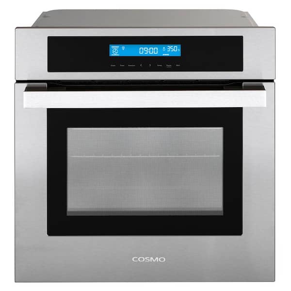 Cosmo 24 in. 2.5 cu. ft. Single Electric Wall Oven w/8 Functions and True European Convection in Stainless Steel