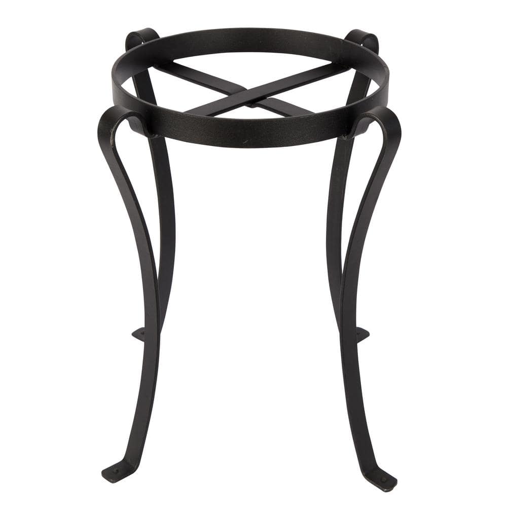 Black Wrought Iron 18" Patio Plant Stand with Curved Legs