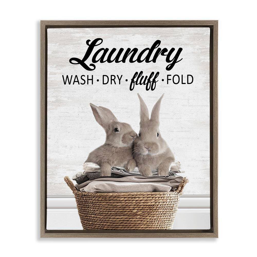 Bunnies and Laundry Basket by Lettered and Lined Brown Floater Frame Typography Graphic Art Print 31 in. x 25 in. price history on PriceWatchPro