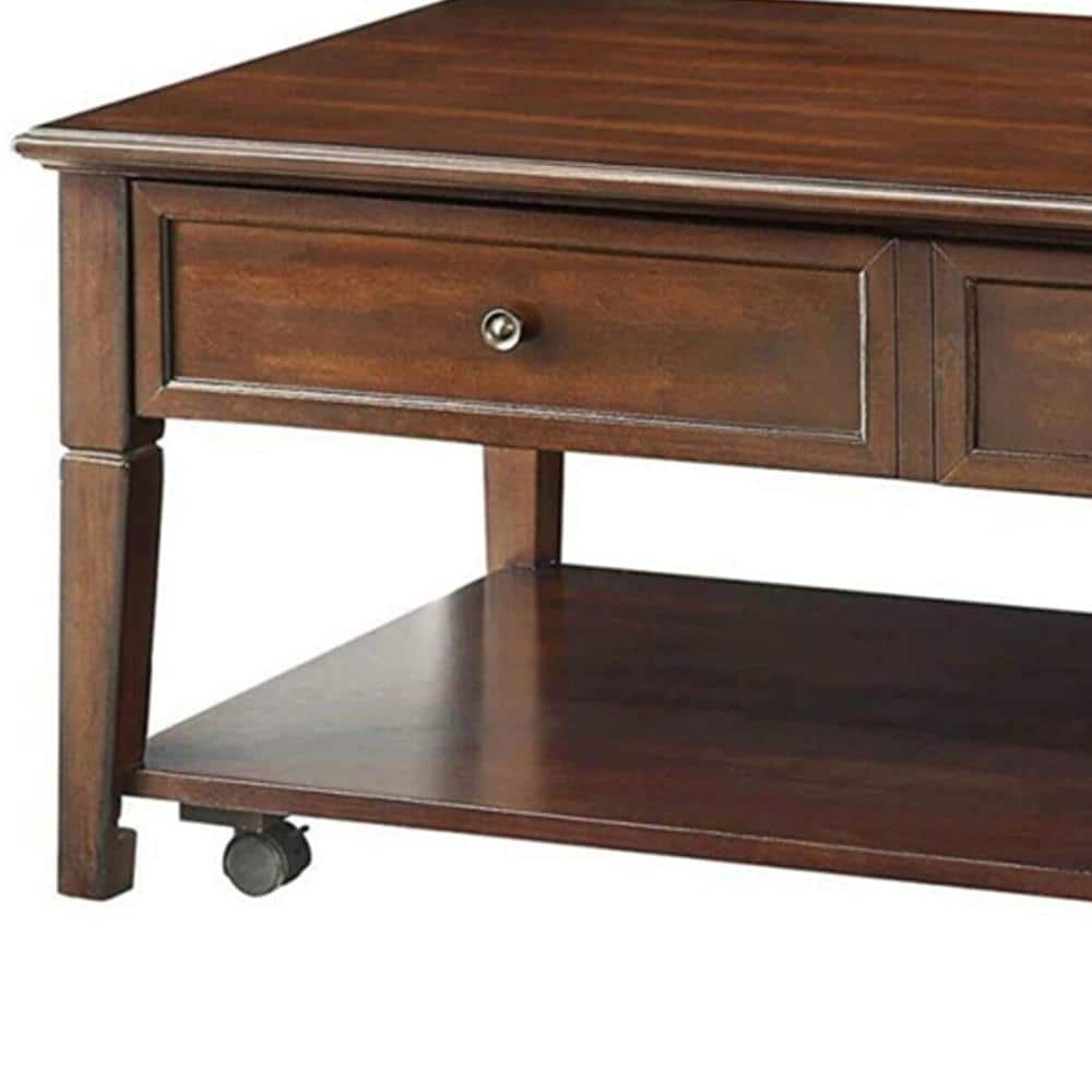 Walnut Rectangular Wood Lift-Top Coffee Table with Storage