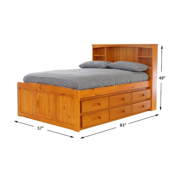 Full size captains bed deals with 6 drawers