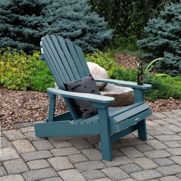 Highwood King Hamilton Nantucket Blue Folding and Reclining Recycled Plastic Adirondack Chair