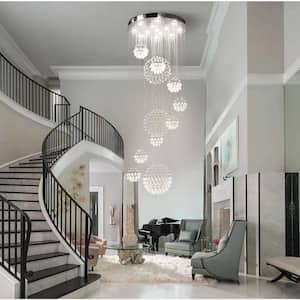 13 - Light Polished Chrome Dimmable Chandelier With Crystal Accents Chandelier for Staircases Villas Entryway