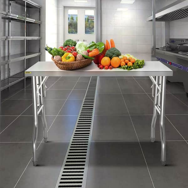 Commercial Prep Table 48 x 24 in. Stainless Steel Restaurant Table with Height Adjustable Kitchen Utility Table,Silver