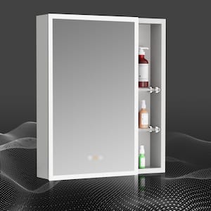 Eros 24 in. W x 28 in. H Small Rectangular Aluminum Dimmable Defogging Medicine Cabinet with Mirror, Left Hinge