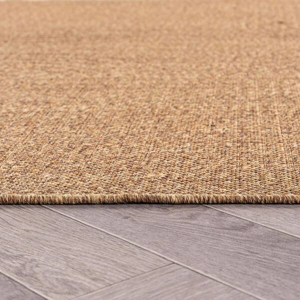 Geometric Border Natural/Jute Easy-Care Indoor/Outdoor Flat Woven 4 ft. x 6 ft. Natural Area Rug
