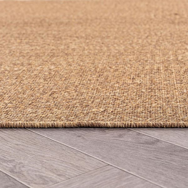 Geometric Border Natural/Jute Easy-Care Indoor/Outdoor Flat Woven 7 ft. 10 in. x 10 ft. Natural Area Rug