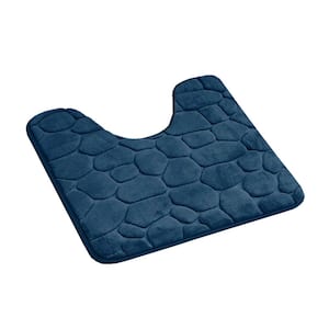 Navy Blue 3D Pebbles 20 in. x 20 in. Memory Foam Contour Bath Mat