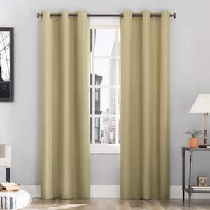 Cyrus Thermal 40 in. W x 84 in. L 100% Blackout Grommet Curtain Panel in Soft Gold