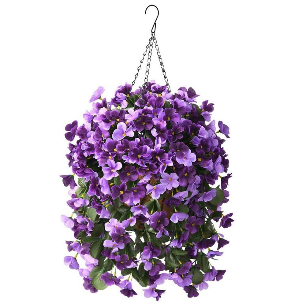 Purple Artificial Hanging Basket Begonia Flowers L0CKHLH4KK - The Home ...