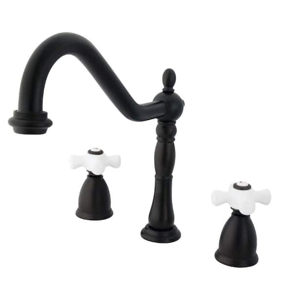 Heritage 2-Handle Deck Mount Widespread Kitchen Faucets iin Oil Rubbed Bronze