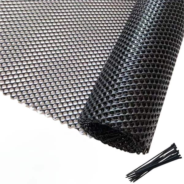 15.7 in. x 20 ft. Plastic Wire Mesh Fence with Free Zip Ties for Pets Poultry Garden Plant Protector, Black