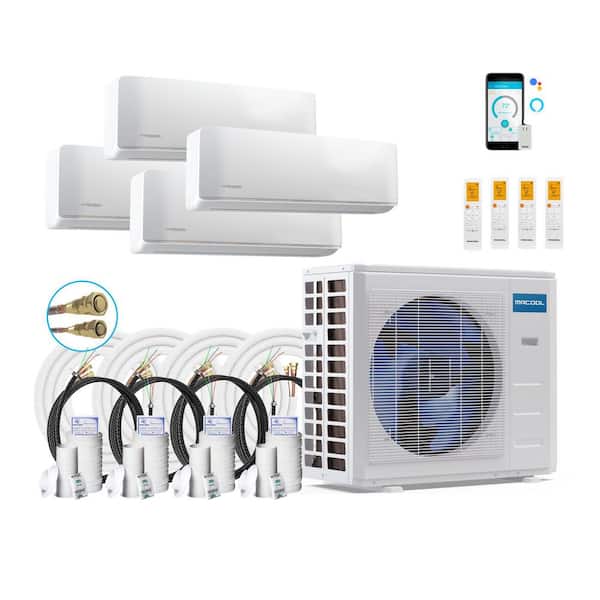 DIY 5th Gen 36,000 BTU 3 Ton 4 Zone 23 SEER2 Ductless Mini Split AC and Heat Pump with (4)9K and 16,16,25,25ft Lines