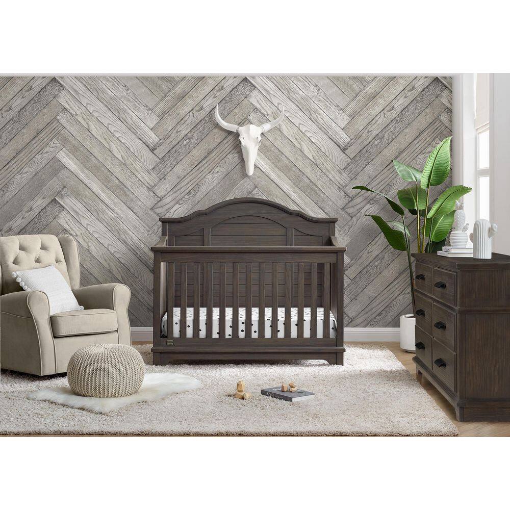 Simmons Kids Asher 6-in-1 Convertible Crib with Toddler Rail-Greenguard Gold Certified, Rustic Grey -  Delta Children, W346150-084