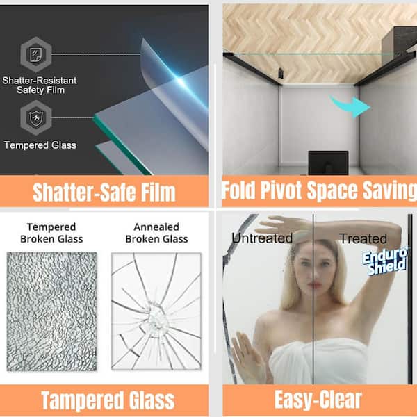 30 to 31-1/4 in. W x 72 in. H Pivot Swing Frameless Shower Door in Chrome with Clear Glass