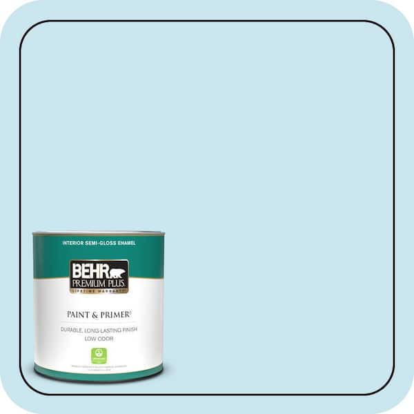 BEHR PREMIUM PLUS 1 qt. #550C-2 Sapphireberry Semi-Gloss Enamel Low Odor Interior Paint & Primer