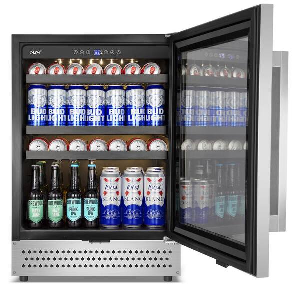 Phiestina Beverage Refrigerator 175 Cans Under Counter Beer Cooler 24 inch  Quiet Built-in or Freestanding Beverage Fridge Glass Door Auto Defrost 5