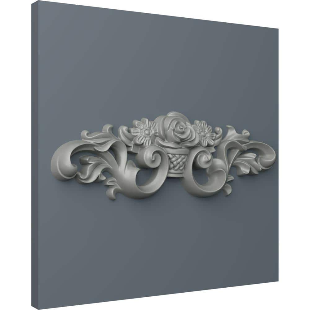 White Polyurethane Flower Basket Applique Onlay