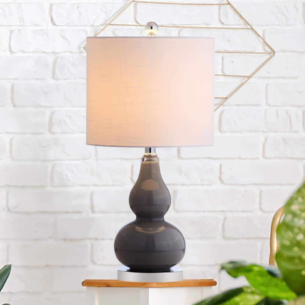 Ava Modern Mini LED Table Lamp with White Linen Shade