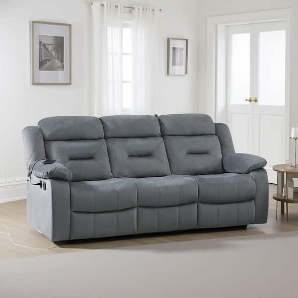 Niko 83 in. Straight Arm Velvet Rectangle Sofa in Gray