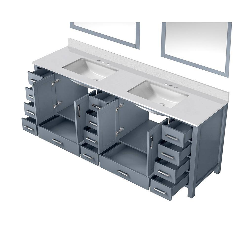 Jacques 84" Dark Grey Double Bath Vanity with White Quartz Top