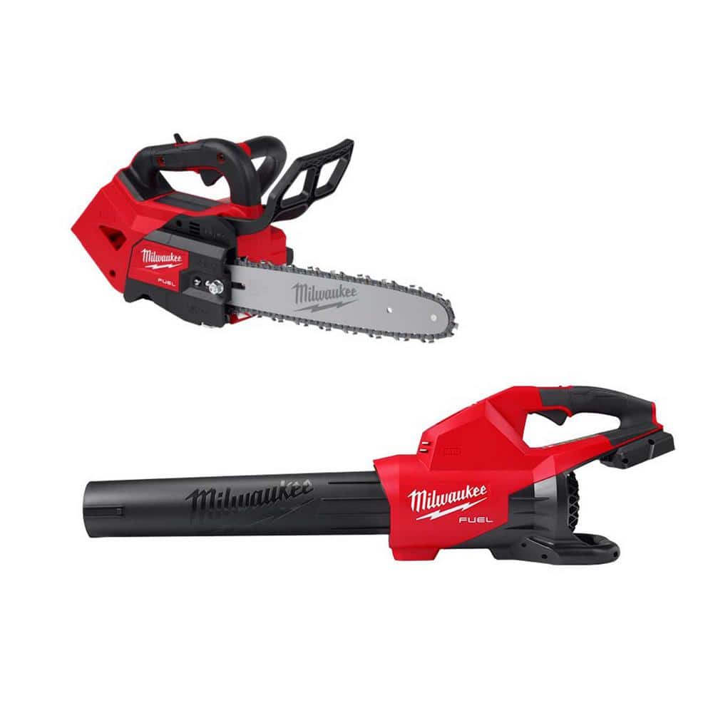 M18 FUEL 12 in. Top Handle 18-Volt Lithium-Ion Brushless Cordless Chainsaw w/M18 FUEL Dual Battery Blower (2-Tool) -  Milwaukee, 2826C-2824