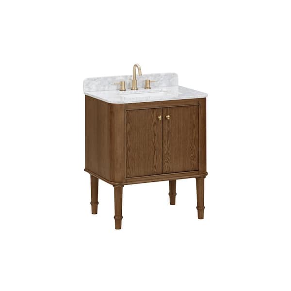 Collette 30 in. Cinnamon Oak Bath Vanity with Marble Top