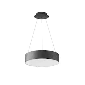 Corso 18 in. 190-Watt Equivalent Integrated LED Black Pendant with PC Shade