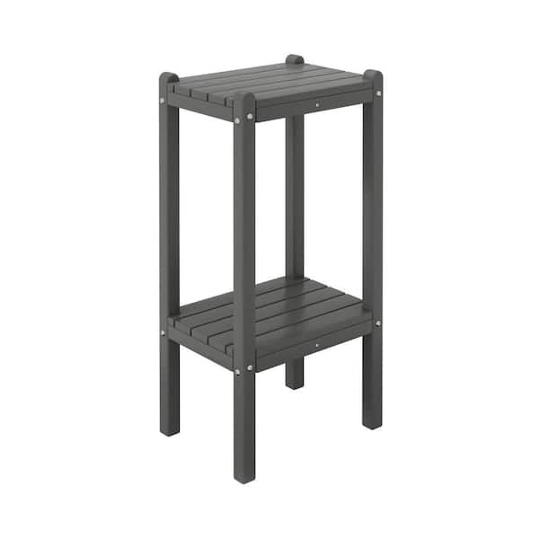 Laguna Plastic Indoor/Outdoor Patio Side Table with Storage Shelf Gray