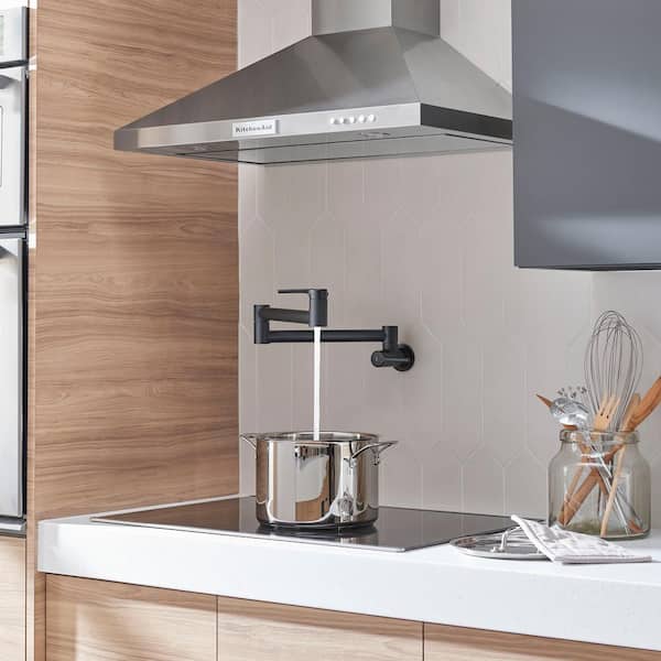 Studio S Wall Mount Pot Filler with Swing Arm in Matte Black