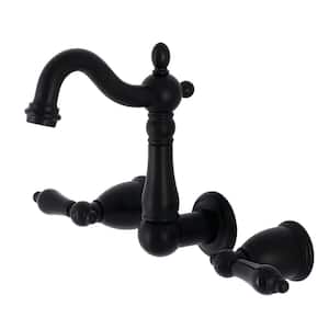 Duchess 2-Handle Wall Mount Bathroom Faucet in Matte Black