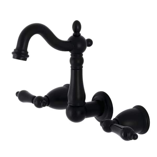 Kingston Brass Duchess 2-Handle Wall Mount Bathroom Faucet in Matte Black
